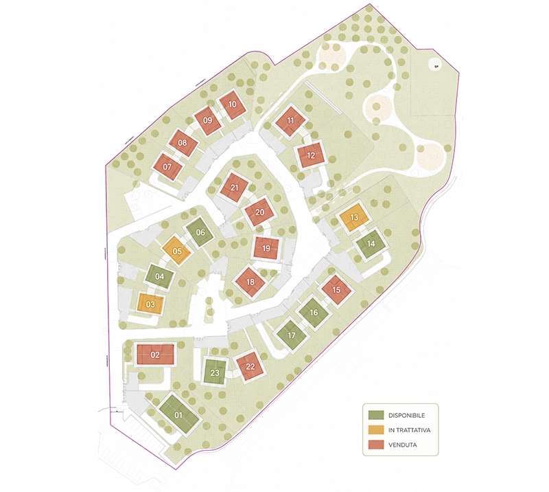 Masterplan Colle degli Ulivi Frascati con ville disponibili e vendute