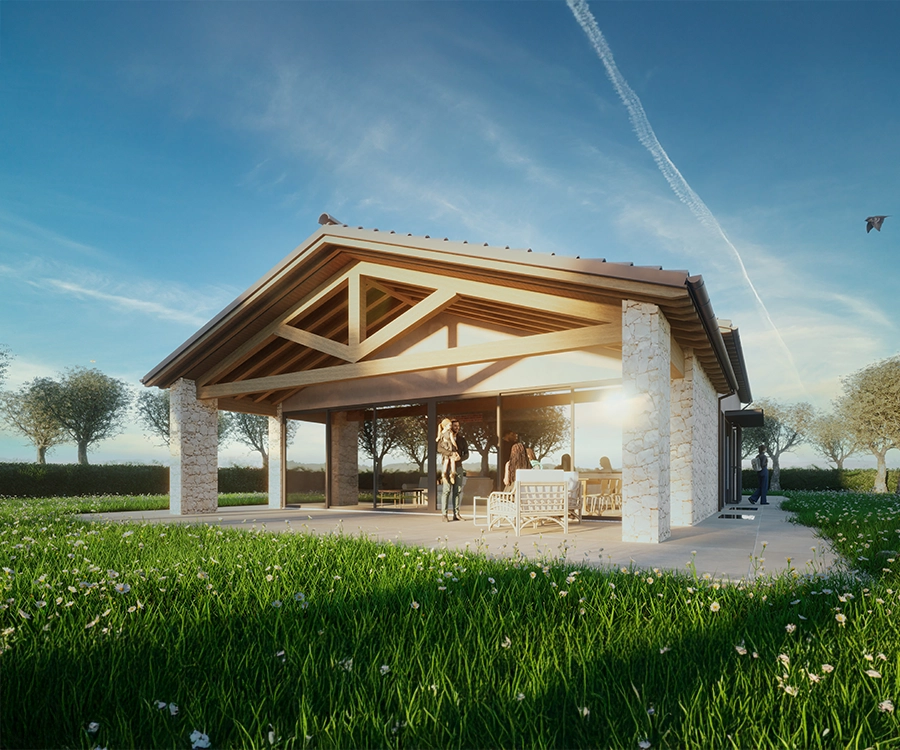 Villa Colle degli Ulivi con architettura in pietra e legno