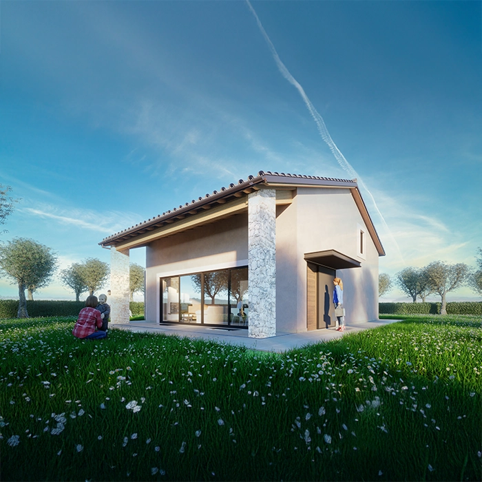Famiglia nel giardino di una villa Colle degli Ulivi